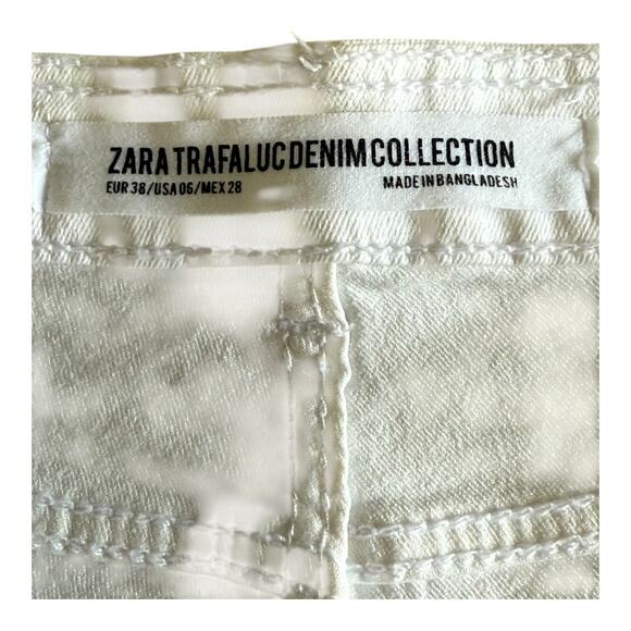 Zara Trafaluc White Skinny Jeans Side Stripe Raw Hem Size 6 / 28 - Picture 8 of 15